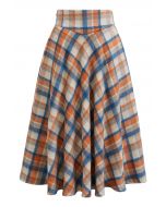 Plaid Melody Side Pocket Midi Skirt