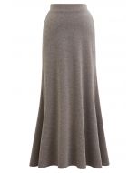 Soft Swirl Elegance Flare Maxi Skirt in Taupe