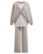 Leisurely Fake Two-Piece Knit Sweater and Pants Set in Linen