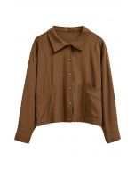 Minimalist Front Pocket Button Down Shirt in Caramel