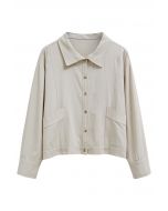 Minimalist Front Pocket Button Down Shirt in Ivory