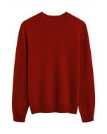 Heartwarming Mock Neck Long-Sleeve Wool Sweater in Red