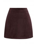 Retro Chic Faux Suede Mini Skirt in Burgundy