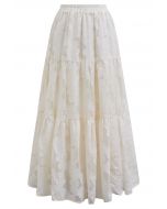 Make Your Day Floral Jacquard Maxi Skirt in Cream