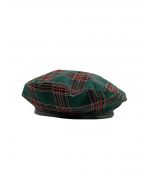 British Style Plaid Beret in Green