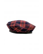 British Style Plaid Beret in Navy