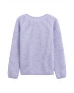 Solid Color Rib Knit Sweater in Lavender