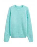 Ribbed Fuzzy Soft Knit Sweater in Mint