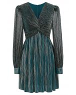 Glamorous Twist Metallic Cocktail Dress in Teal