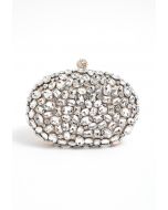 Sparkly Rhinestones Oval Clutch in Champagne