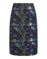 Opulent Bloom Jacquard Pencil Midi Skirt