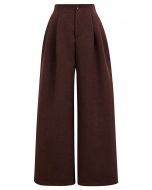 Side Pockets Pleats Wide-Leg Pants in Burgundy