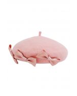 Sweet Bowknot Wool-Blend Beret in Pink