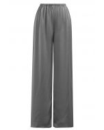 Smooth Satin Pull-On Pants in Grey