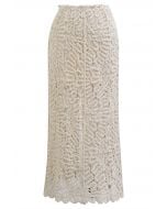 Winding Lace Crochet Back Slit Pencil Skirt