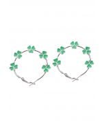 Lucky Clover Oil Spill Hoop Earrings in Silver