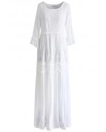 فستان طويل مطرز من Grace Vines باللون الأبيض